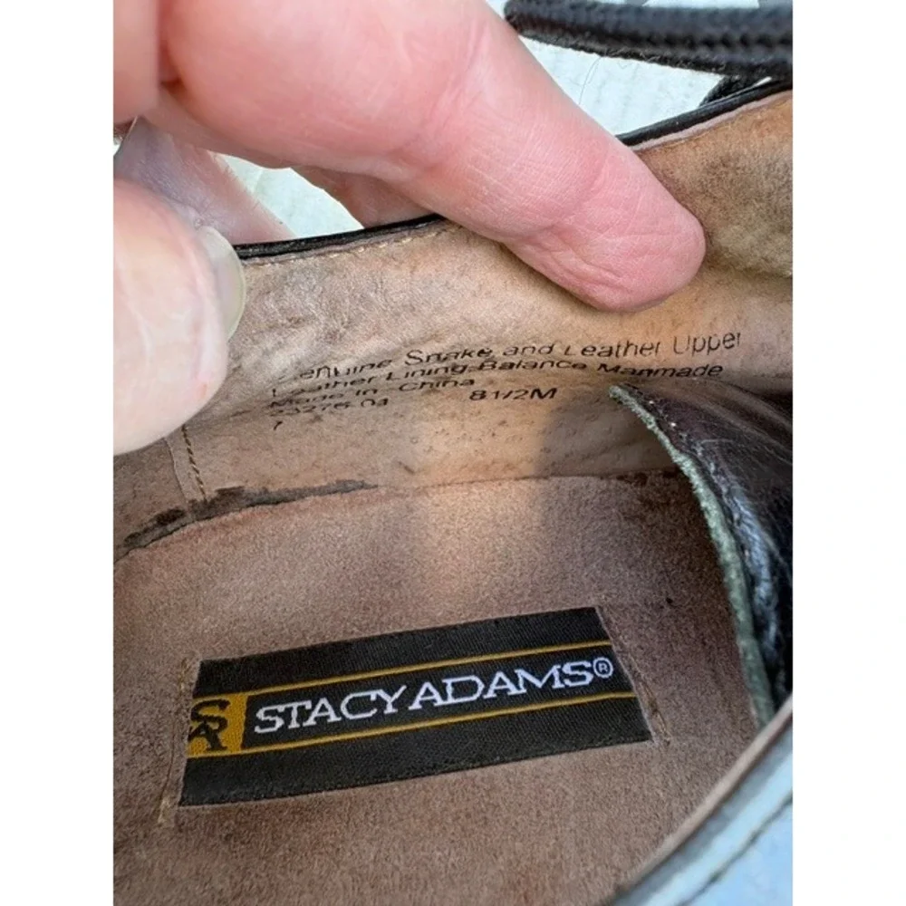 Stacy Adams Mens Black Leather Square Toe Genuine Snake Skin Oxford Shoes 8.5M